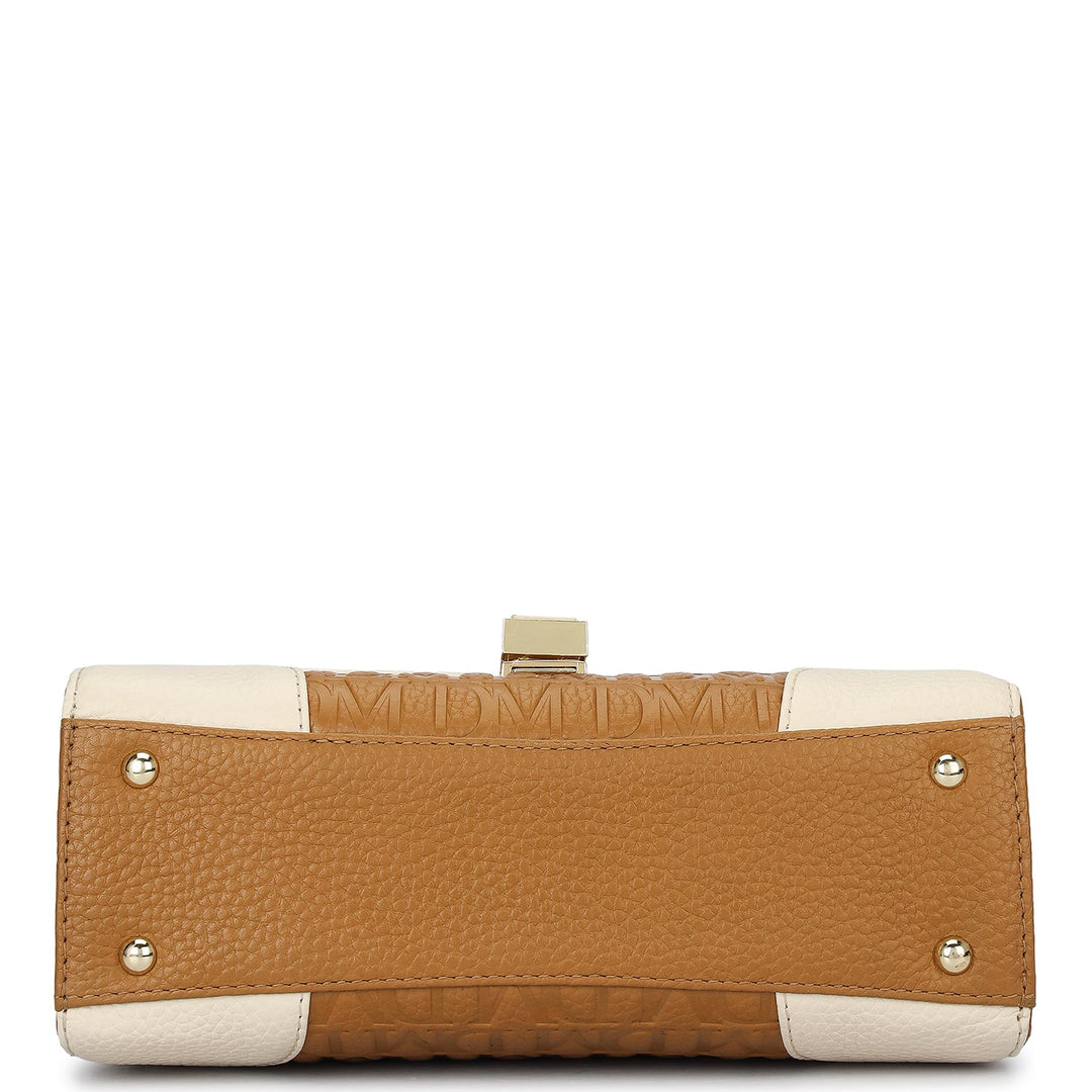 Small Monogram Leather Shoulder Bag - Caramel