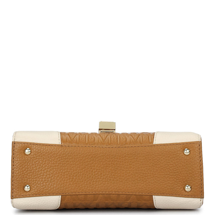 Small Monogram Leather Shoulder Bag - Caramel