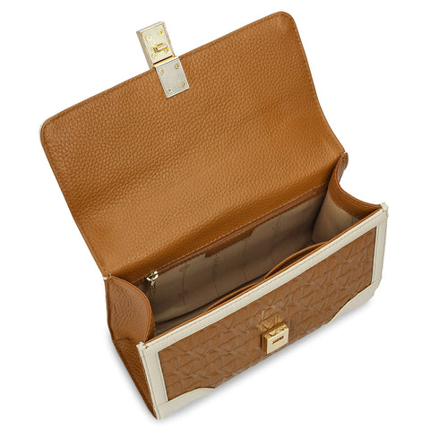 Small Monogram Leather Shoulder Bag - Caramel