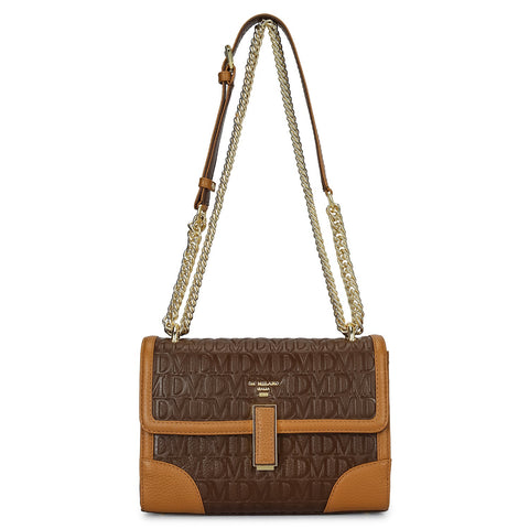 Small Monogram Leather Shoulder Bag - Mocha