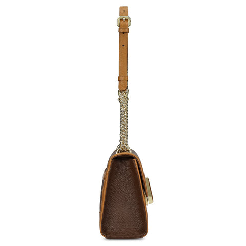 Small Monogram Leather Shoulder Bag - Mocha