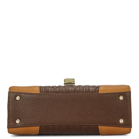 Small Monogram Leather Shoulder Bag - Mocha