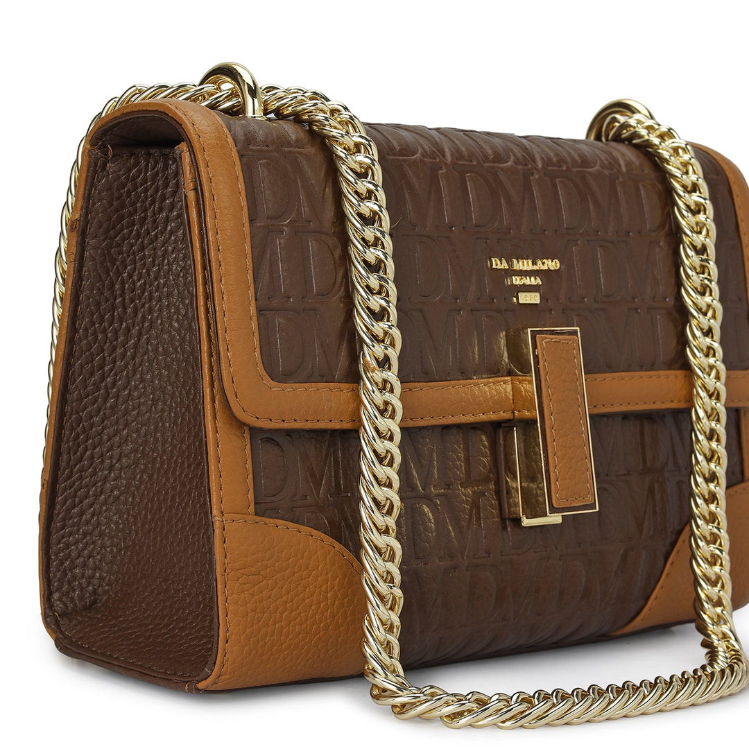 Small Monogram Leather Shoulder Bag - Mocha