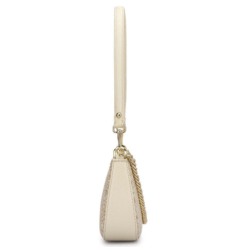 Small Croco Leather Baguette - Marshmallow