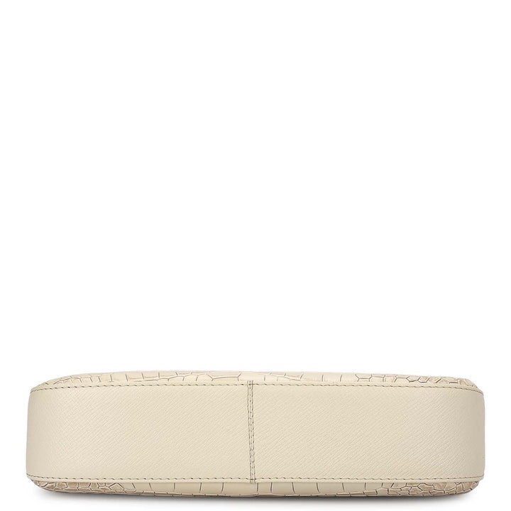 Small Croco Leather Baguette - Marshmallow
