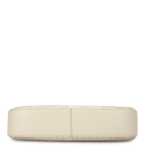 Small Croco Leather Baguette - Marshmallow