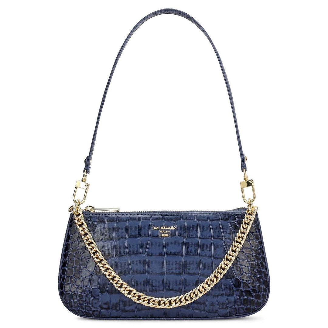 Small Croco Leather Baguette - Stardust