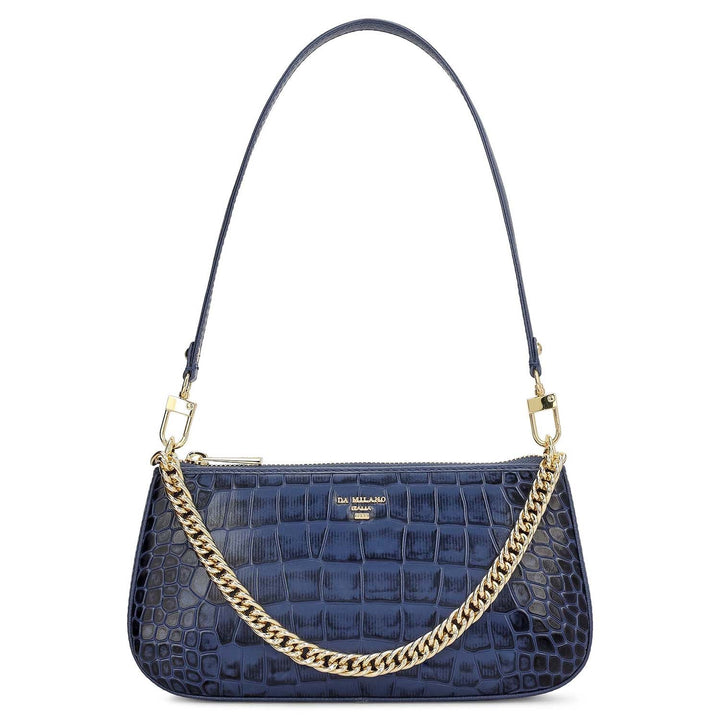 Small Croco Leather Baguette - Stardust