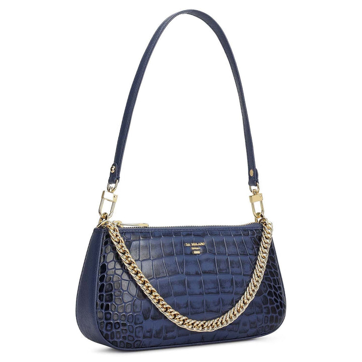 Small Croco Leather Baguette - Stardust