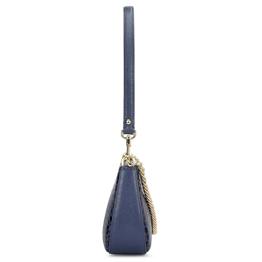 Small Croco Leather Baguette - Stardust
