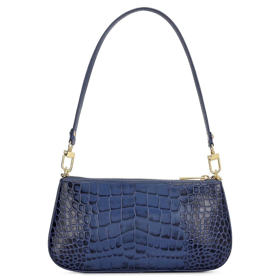 Small Croco Leather Baguette - Stardust