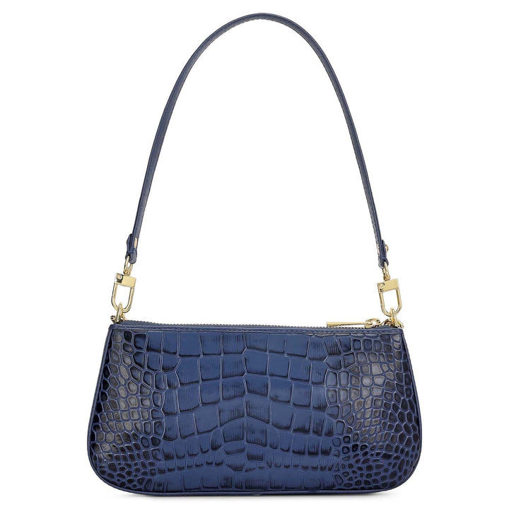 Small Croco Leather Baguette - Stardust