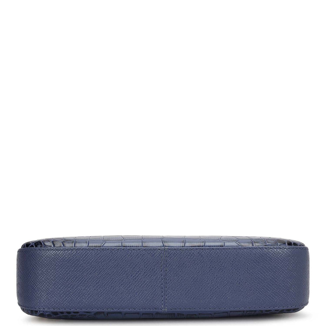 Small Croco Leather Baguette - Stardust