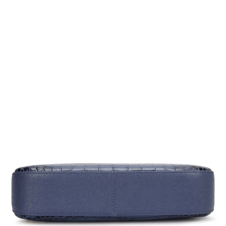 Small Croco Leather Baguette - Stardust
