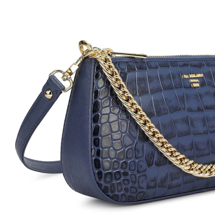 Small Croco Leather Baguette - Stardust