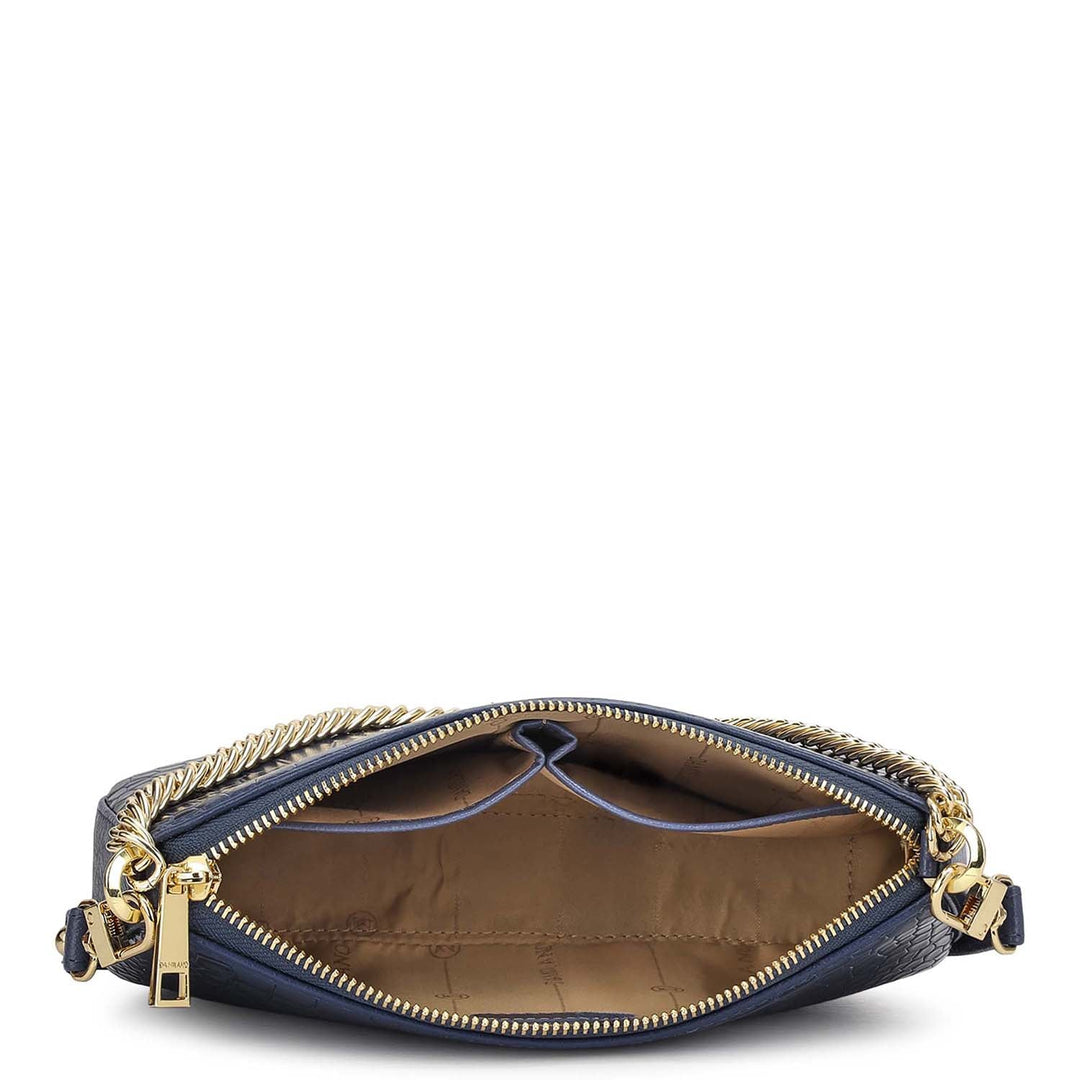 Small Croco Leather Baguette - Stardust