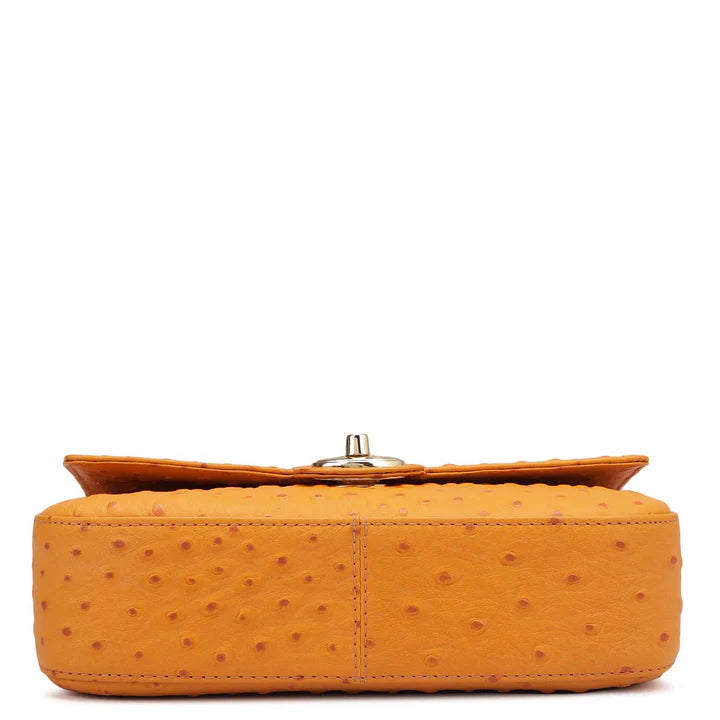 Small Ostrich Leather Shoulder Bag - Orange