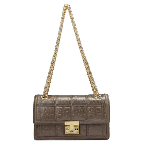 Small Monogram Leather Shoulder Bag - Bronze