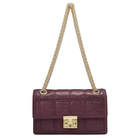 Small Monogram Leather Shoulder Bag - Plum