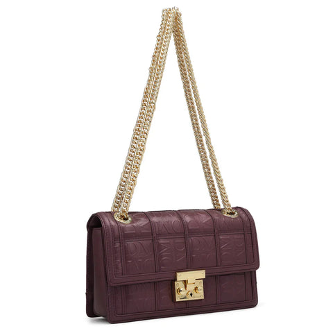 Small Monogram Leather Shoulder Bag - Plum