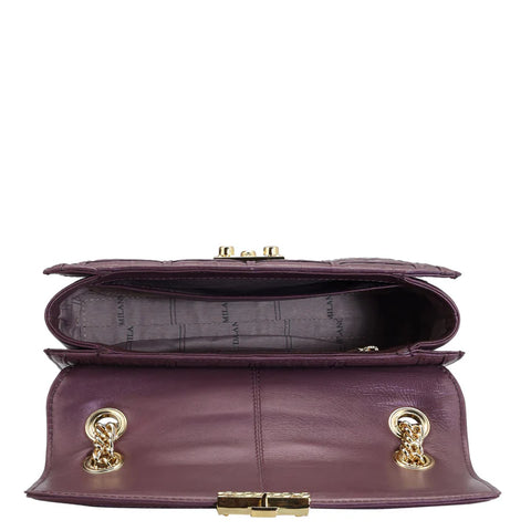 Small Monogram Leather Shoulder Bag - Plum