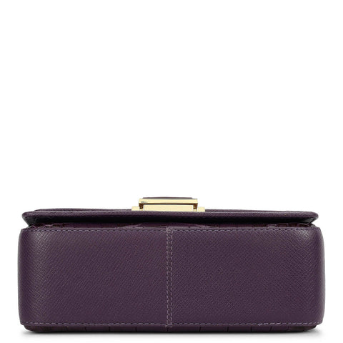 Small Croco Leather Satchel - Grapevine