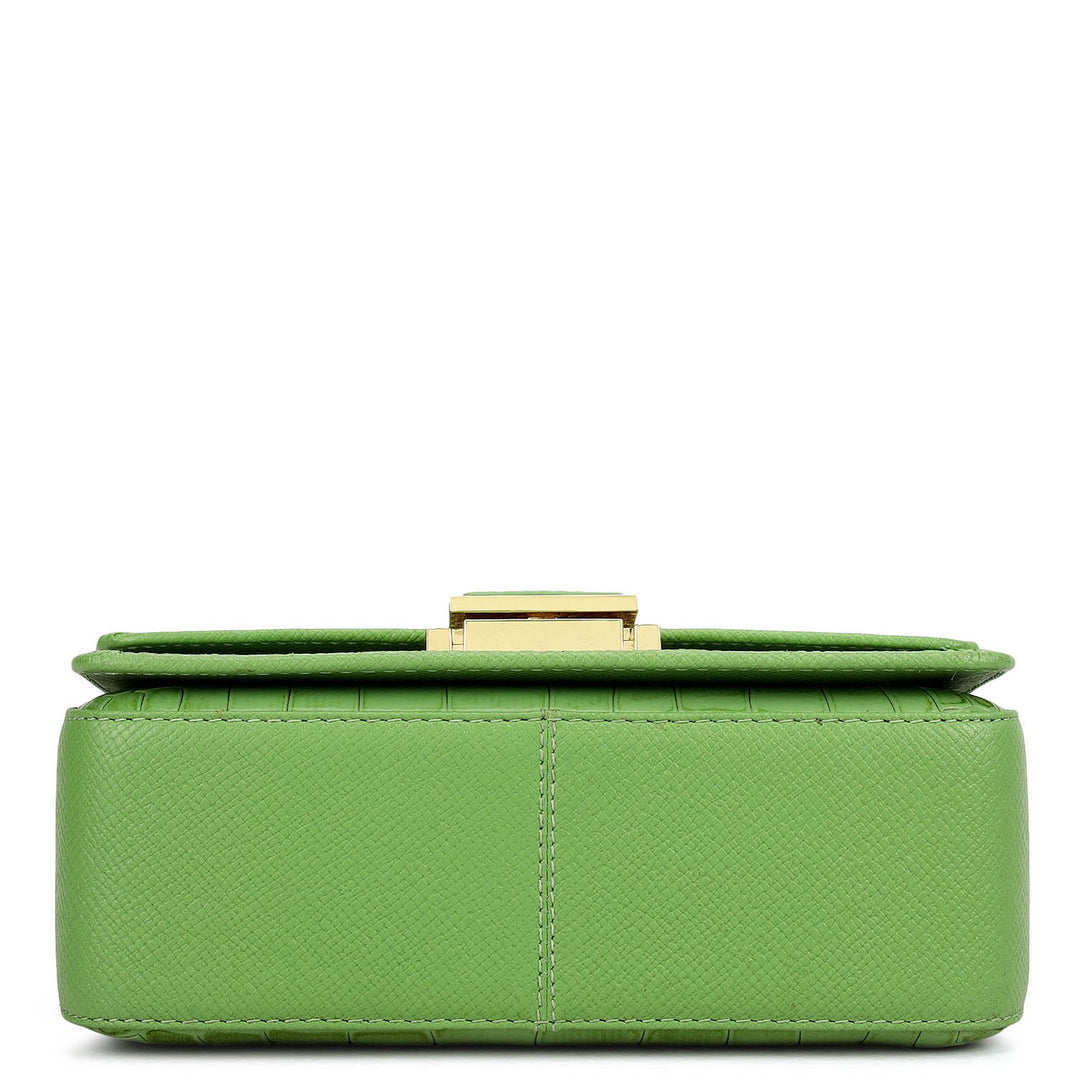 Small Croco Leather Satchel - Kiwi