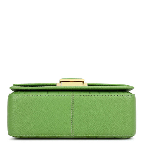 Small Croco Leather Satchel - Kiwi