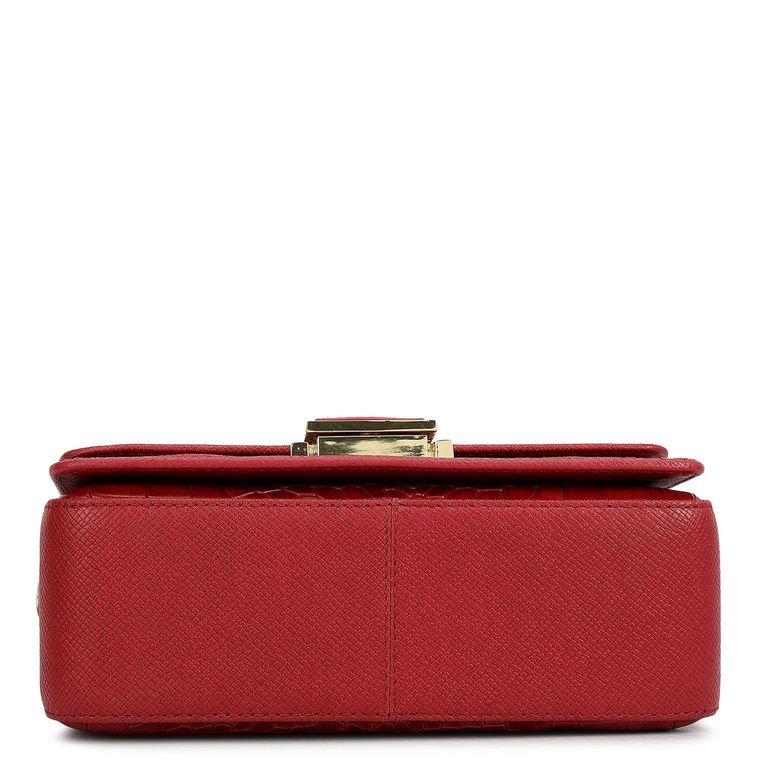 Small Croco Leather Satchel - Plumberry