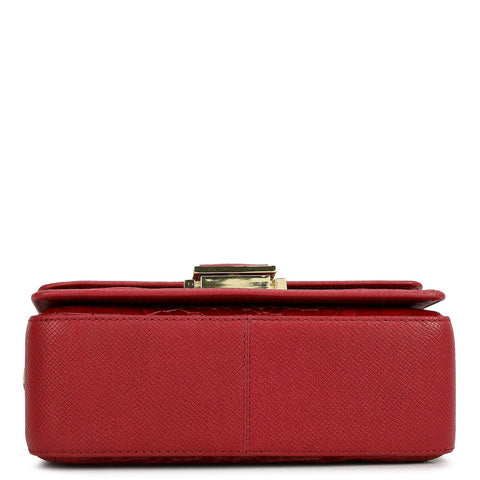 Small Croco Leather Satchel - Plumberry