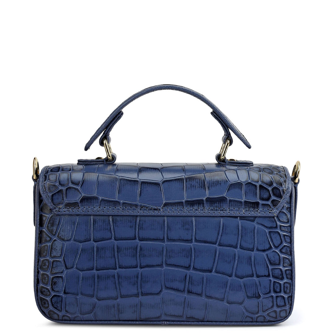 Small Croco Leather Satchel - Stardust