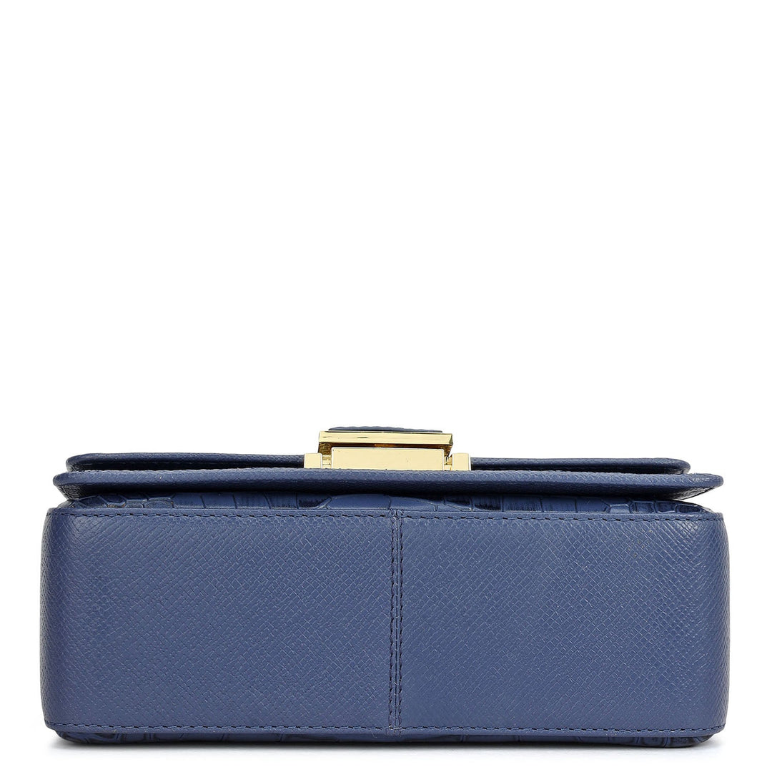 Small Croco Leather Satchel - Stardust