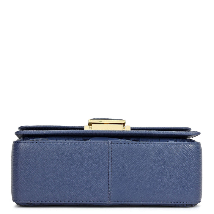 Small Croco Leather Satchel - Stardust