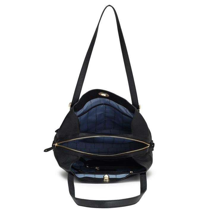 Medium Wax Leather Hobo - Black