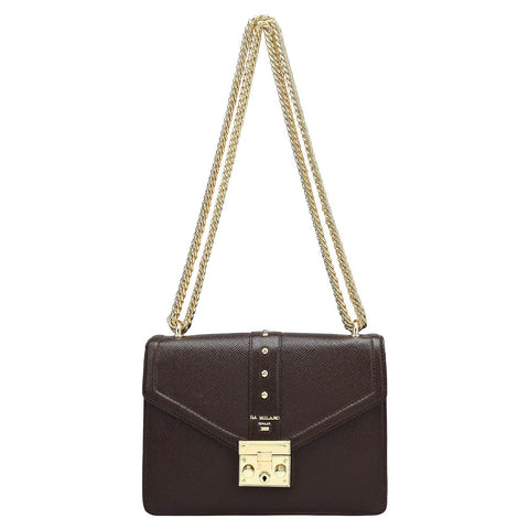 Da Milano Women's Leather Shoulder Bag - Small Franzy - Chocolate