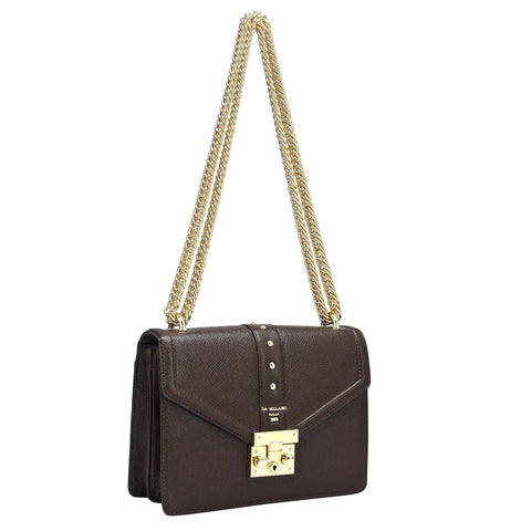 Da Milano Women's Leather Shoulder Bag - Small Franzy - Chocolate
