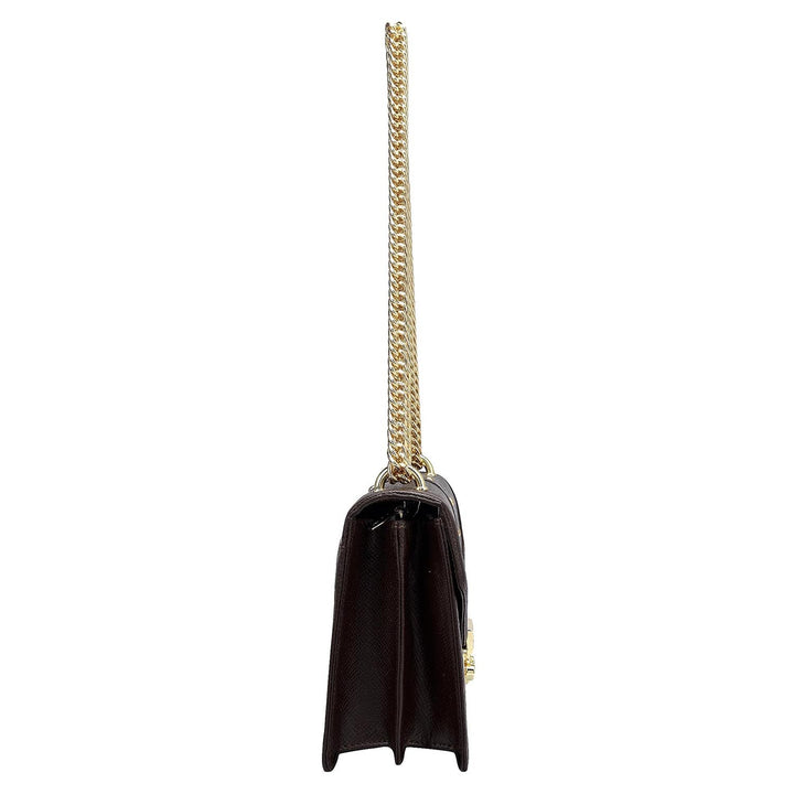 Small Franzy Leather Shoulder Bag - Chocolate