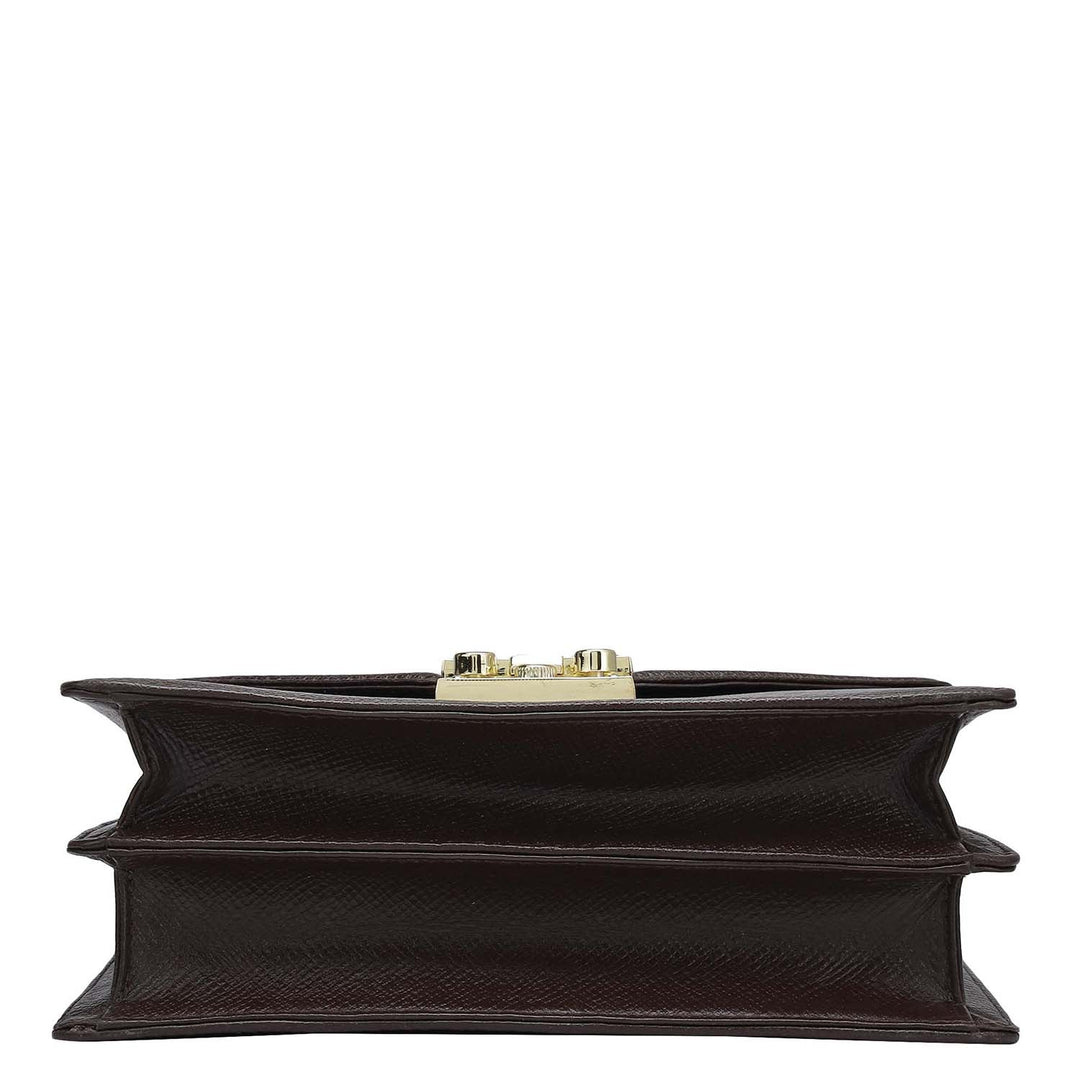 Small Franzy Leather Shoulder Bag - Chocolate