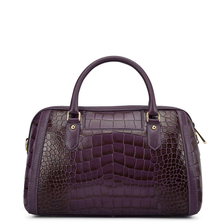 Medium Croco Leather Bowler - Grapevine