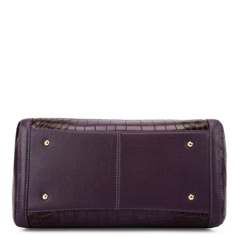 Medium Croco Leather Bowler - Grapevine