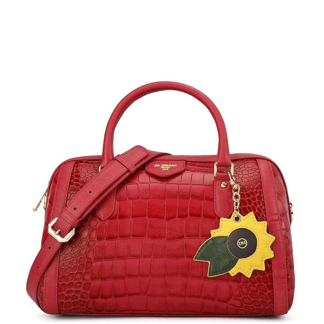 Medium Croco Leather Bowler - Plumberry