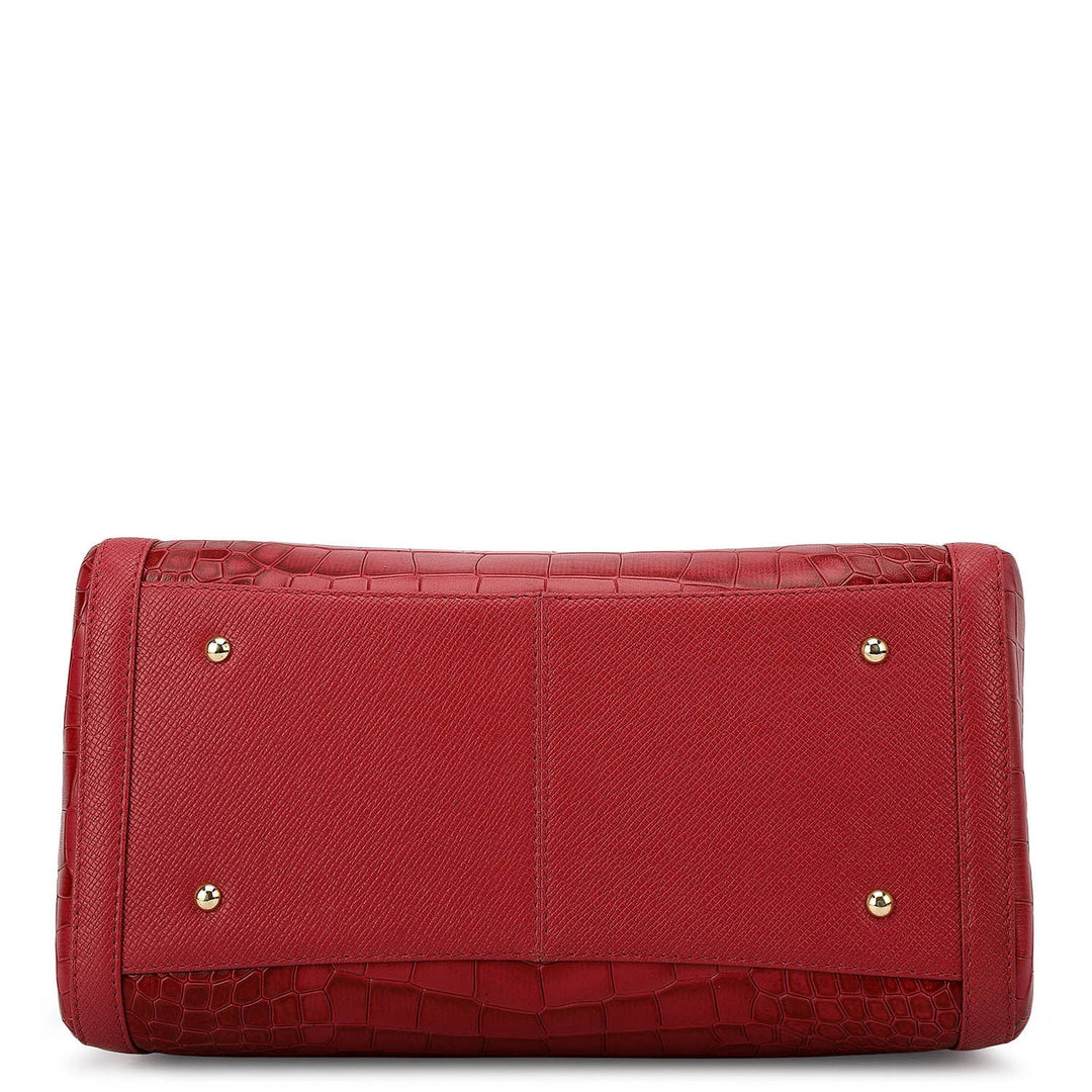 Medium Croco Leather Bowler - Plumberry