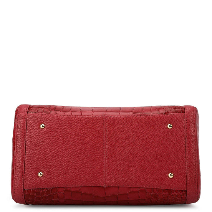 Medium Croco Leather Bowler - Plumberry