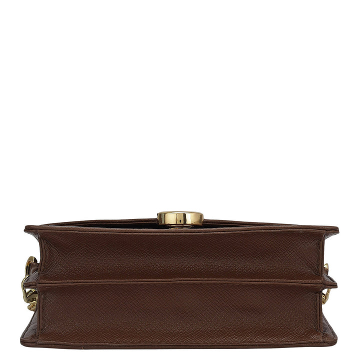 Small Croco Leather Shoulder Bag - Brown