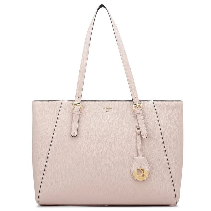 Large Wax Leather Tote - Baby Pink