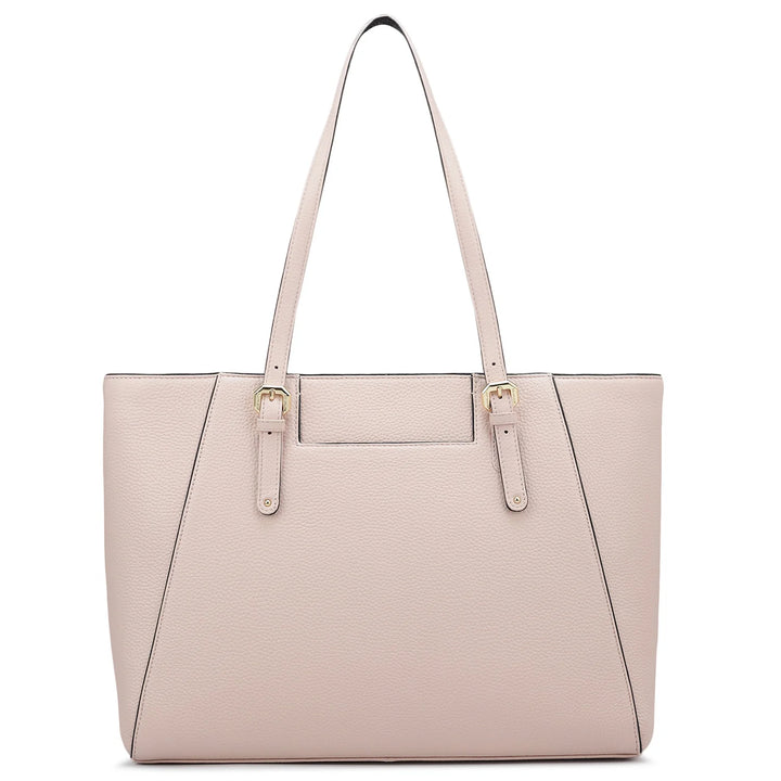 Large Wax Leather Tote - Baby Pink