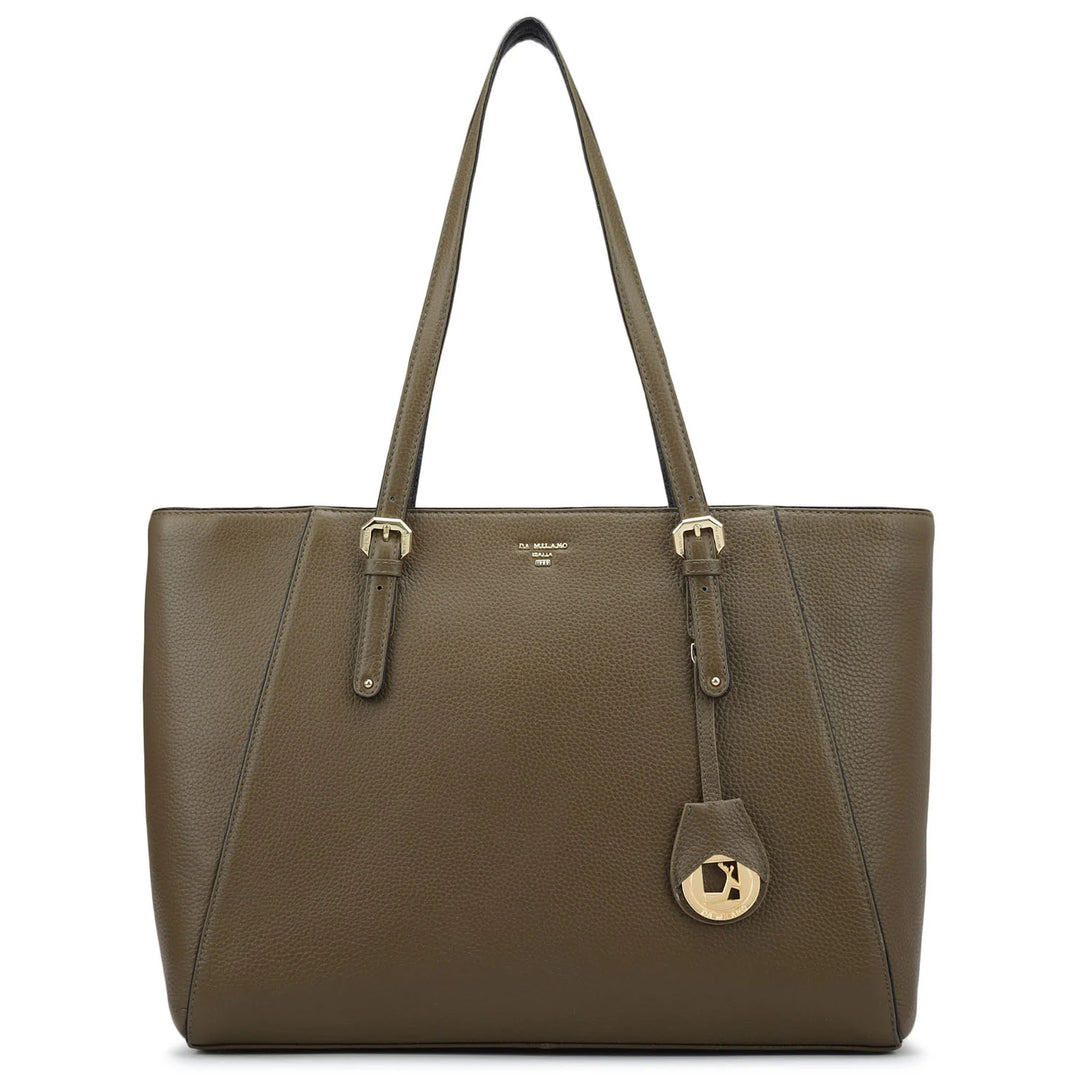 Large Wax Leather Tote - Moss