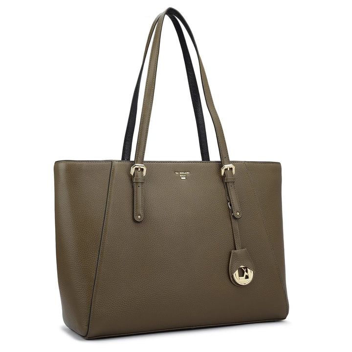 Large Wax Leather Tote - Moss