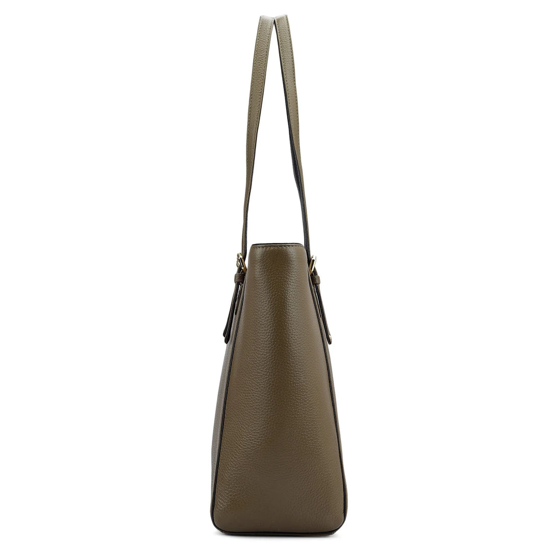 Large Wax Leather Tote - Moss