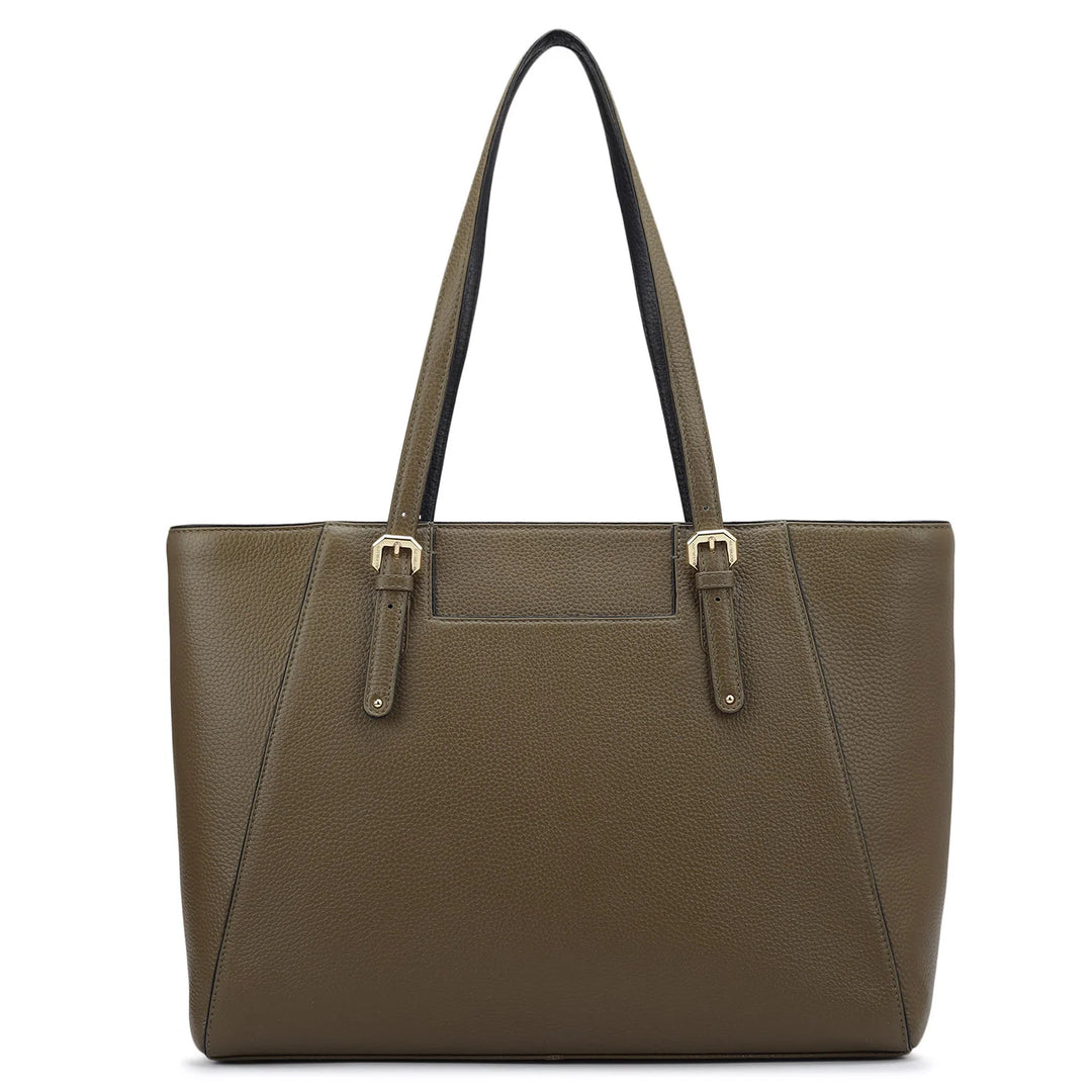 Large Wax Leather Tote - Moss